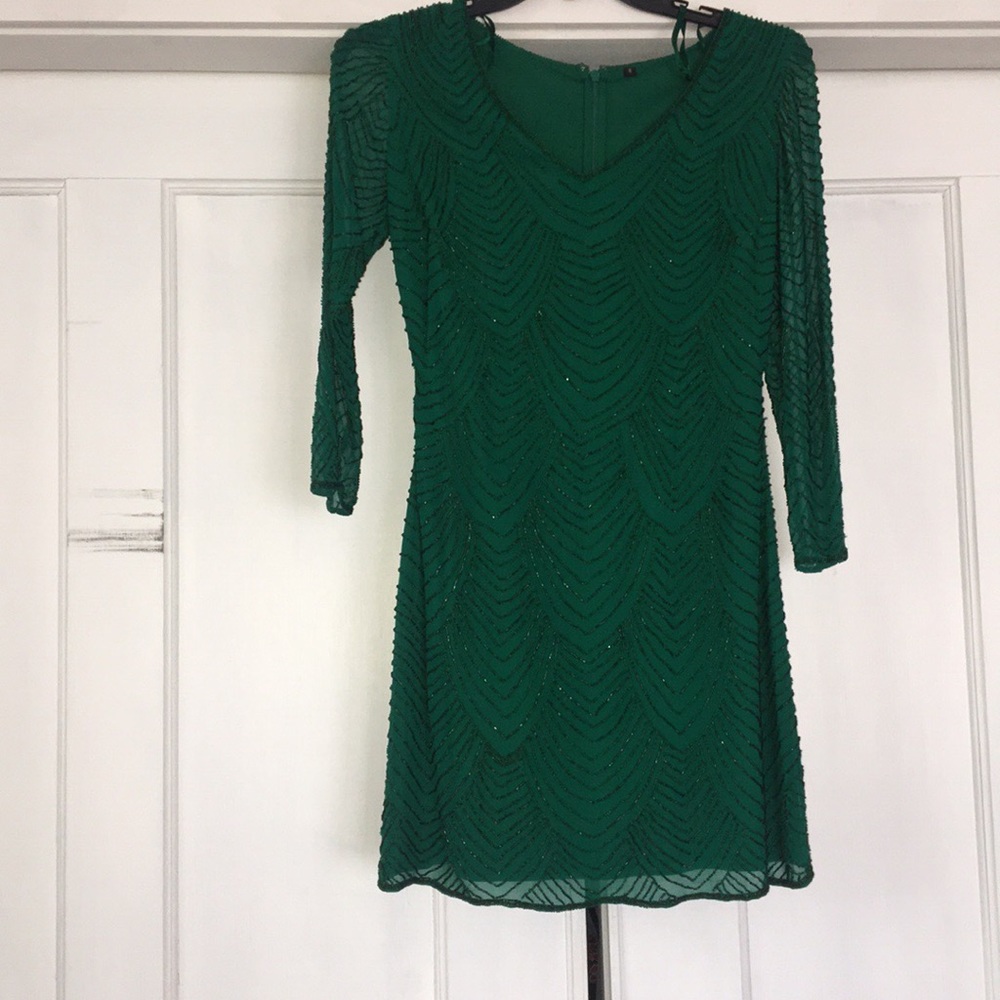 Sequence green dress 3/4 sleeve